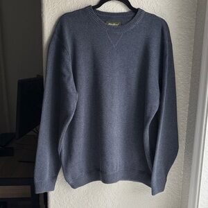 Eddie Bauer Cozy Heather Blue Crewneck Baumwolle Cotton Cabin Sweater TL
